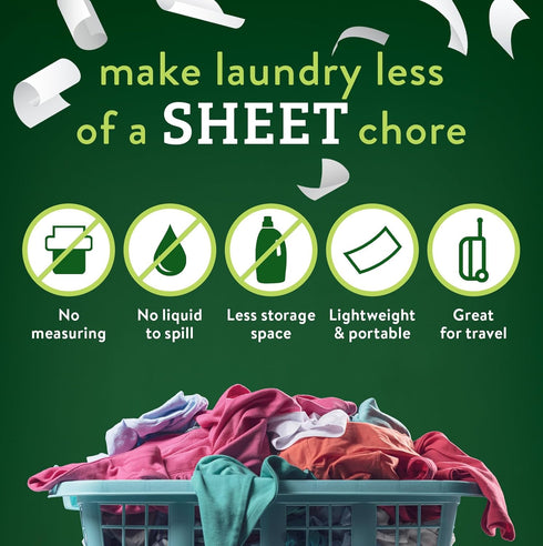 Biokleen Laundry Detergent Sheets - Free & Clear From Fragrances and Dyes, Hypoallergenic Enzymatic Cleaning - 50 Sheets, 100 Loads...