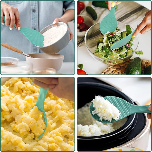 FireKylin Rice Paddle, Silicone Standing Rice Spatula with Non Stick Rice Spoon Paddle Heat Resistant Rice Cooker Spoon, Serving Spoon for Rice(Aq...