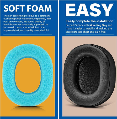 ATH M70X Ear Pads - TRANSTEK Replacement Ear Cushion Compatible with ATH-M70X Headphones I Thicker Memory Foam (Protein Leather)...