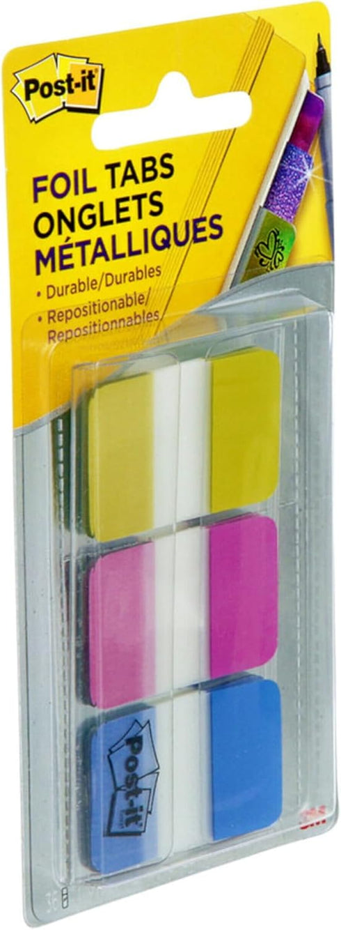 Post-it Foil Tabs, Iridescent Colors, 36 Tabs/Pack, 1 in x 1.5 in (686-FLOPBT)...