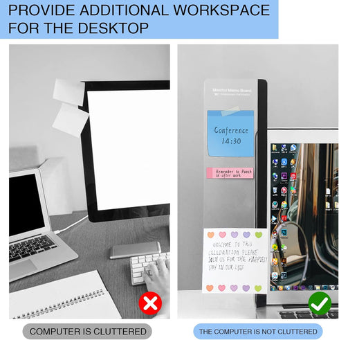 Monitor Memo Board - Multifunction Computer Monitor Memo Board Transparent Monitor Side Panel Creative Desktop Memo Board Easy to Use Suitable for...