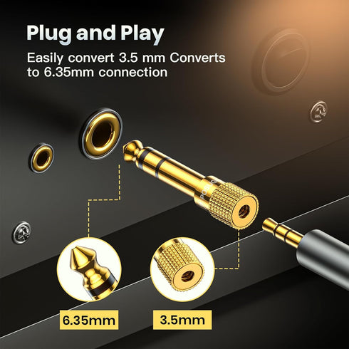 POSUGEAR 6.35mm 1/4 Male to 3.5mm 1/8 Female Stereo Headphone Adapter Connector Gold Plated, Headphone Jack Adapter for Aux Cable Speaker Headphon...