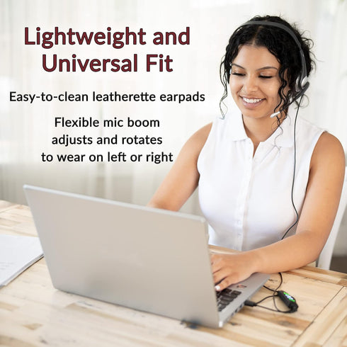 Cyber Acoustics Stereo Wired Headset (AC-204USB) – Quality Sound for Calls, USB or 3.5mm Connection, USB Control Module, Perfect for Call Center, ...