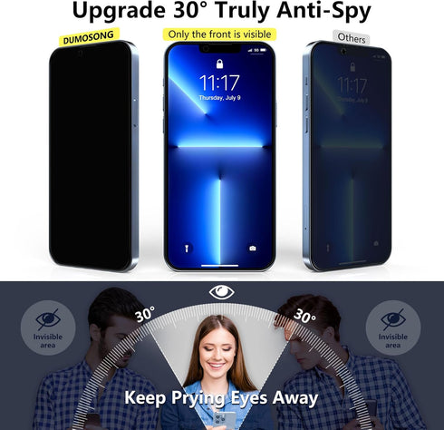 for iPhone 13 pro Privacy Screen Protector, 6.1'' 9H Hardness Anti Spy Tempered Glass for iPhone 14 Privacy Screen Protector with Easy Install Tra...