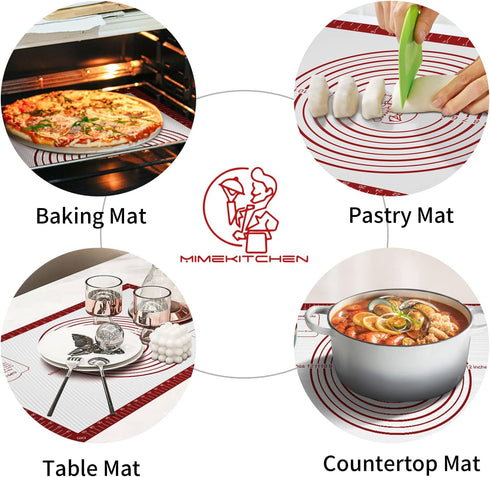 Silicone Baking Mat, Non Stick Pastry Mat Sheet for Dough Rolling, Nonslip Fondant/Pie Crust Mat, Counter Mat Oven Liner Mat for Making Cookies Ma...