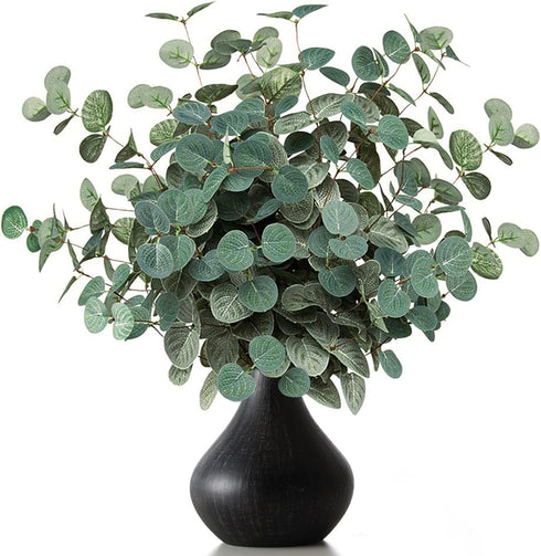 TOPHOUSE 6pcs Artificial Eucalyptus Leaves Stems Bulk 24.8” Silver Dollar Eucalyptus Artificial Greenery Silk Eucalyptus Plant for Home Wedding Fa...