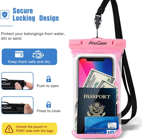 ProCase Waterproof Phone Pouch Case for Snorkeling, Underwater Dry Bag for iPhone 15 14 13 Pro Max 12 11, Galaxy S24 S23 S2 Ultra Note Pixel Up to...