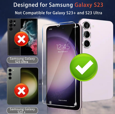 iAnder 3 Pack Glass Screen Protector for Galaxy S23, 3 Pack Camera Lens Protector with Easy Installation Tray, Supports Fingerprint Sensor, HD Ret...
