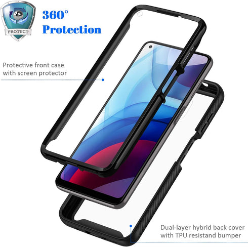 seacosmo Case for Moto G Power 2021, Full Body Shockproof Cover with Built-in Screen Protector Protective Phone Case for Motorola G Power 2021- Bl...