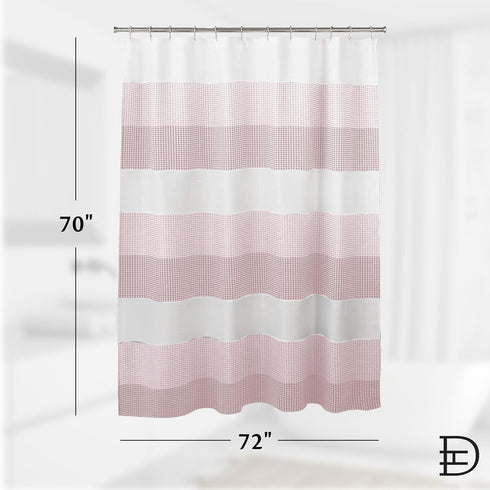Dainty Home Waffle Weave Shower Curtain - Ombre Striped Pattern in Blush 70" x 72" - Water Resistant Polyester Blend, Washable Shower Curtain - Pe...