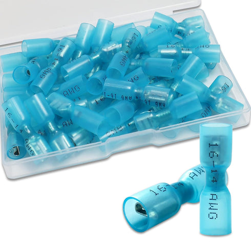 100 PCS Spade Connectors, Heat Shrink Spade Terminals 16-14 AWG, Wire Connectors Female by MENTBERY...