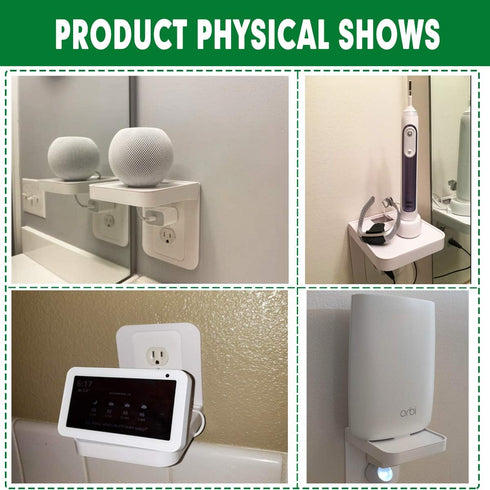 Outlet Shelf Holder, Bathroom Decor with Built-in Cable Management,A Space Saving Solution for Homepod Mini,Google Home/Echo/Smart Speakers/Electr...