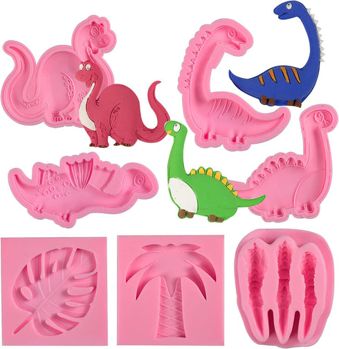 Dinosaur Fondant Silicone Chocolate Molds (7Pcs), Kid's Cartoon Dino Claws Clay Mold for cake decorating, sugar crafts. Dinosaur Theme Party Chris...