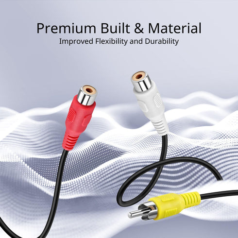 TNP 3 RCA Extender Extension Cable (6 Feet) - 3RCA Male to Female Red White Yellow Cable - Audio Video Composite Cable Adapter Cord Wire Coupler J...