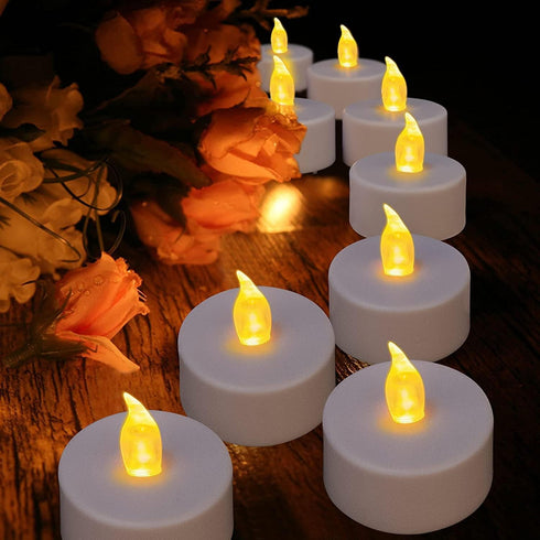 LED Tea Lights Candles- 24PACK Warm Yellow Flameless Candles Realistic and Bright Flickering Long Lasting 200Hours for Holiday Celebration,Party,H...