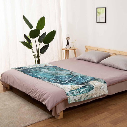 Flannel Fleece Bed Blankets Lightweight Cozy Throw Blanket for Couch Sofa Bedroom Adults Kids,Sea Turtle Ocean Animal Landscape 39x49 inch...