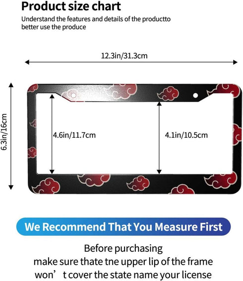 Aluminum License Plate Frame with Screw Caps,2Pcs 2 Holes12.3 X 6.3 inch,Anime Licenses Plates Frames,Car Licenses Plate Covers Holders for US Veh...