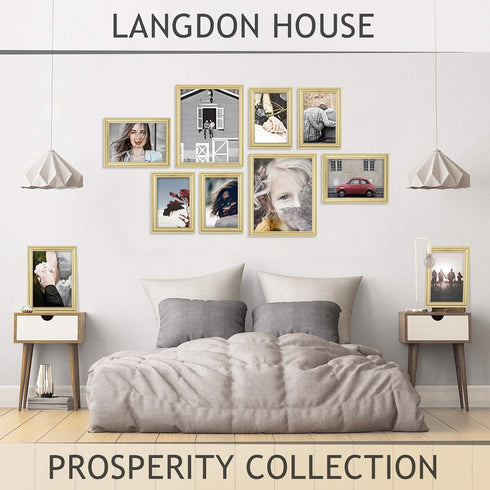 Langdon House 8x10 Picture Frames (Gold, 6 Pack), Contemporary Frame Set, Wall Mount or Table Top, Prosperity Collection...