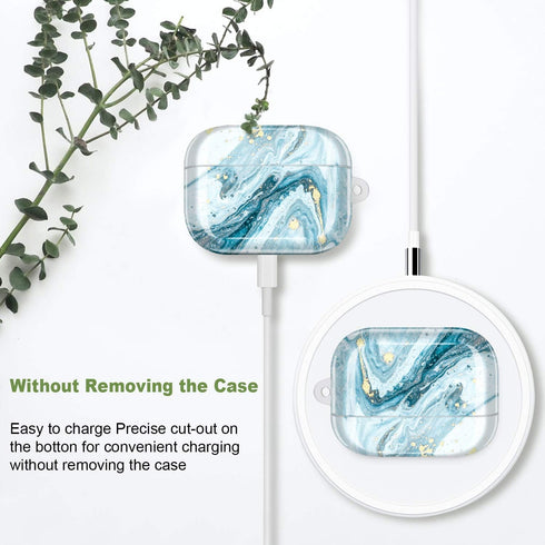 JIAXIUFEN Compatible with AirPods Pro 2019 / Airpods Pro 2nd Generation Case Cover Gold Sparkle Glitter Marble Design Cute Full Protective Silicon...