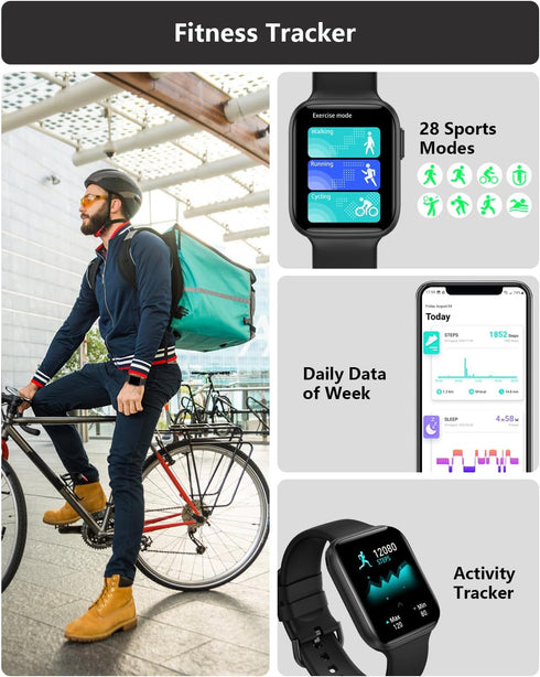 BRIBEJAT Smart Watch (Dial/Answer Call) 37x46mm Fitness Tracker Pedometer with SpO2/Real-time HR/Sleep Monitor Compatible with Samsung iPhone Andr...
