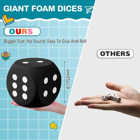 6 Inches Foam Dice Fun Filled Large Educational Toy Kawaii Giant Dice Decorative Eva Foam Jumbo Dice Big Square Building Blocks for Board Game Nig...