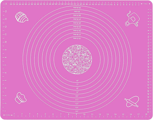 Silicone Baking Mat for Pastry Rolling Dough with Measurements (20" x 16 ", pink)...