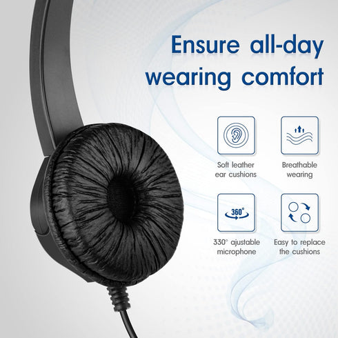 Computer Headset with Microphone, On-Ear 3.5mm Headset with Mic for Laptop, 3.5mm Binaural-Ear Headphone with Lightweight Business Headphones with...