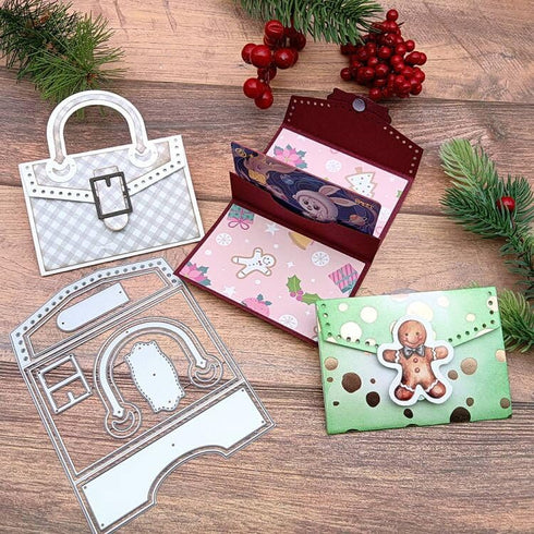 AlinaCraft 1set Card Bag Metal Cutting Die Cut for Handmade Gift Cards Holder Gift Wrap Money Packing Paper Craft Scrapbooking for DIY Holiday Gif...
