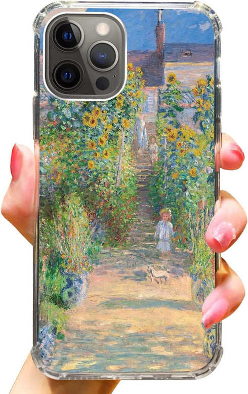 Claude Monet Art Painting Phone Case for iPhone 14 Pro, Watercolor Sunflower Impressionism Cover for Women Men Girls Boys, Trendy Design TPU Bumpe...