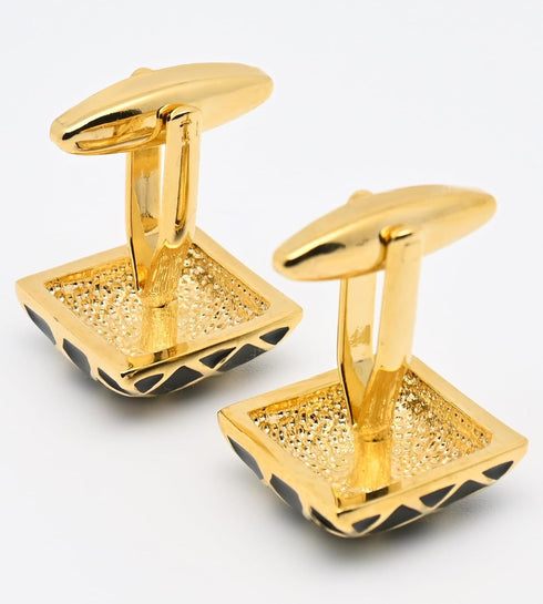 Check Pattern Square Cufflinks for Men Dress In Gift Case Golden Tone Classic Men's Cufflinks Set for Wedding Party Birthday Anniversary Dress...