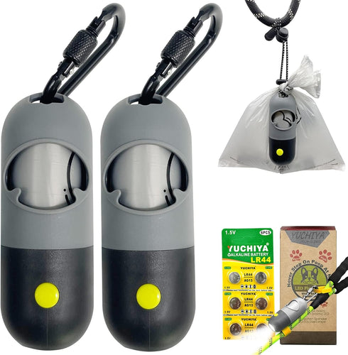 Dog Poop Bags Holder with LED Flashlight|Pet Waste Bags Dispenser for Leash|Doggie Potty Bags Container with Leak-proof Pet Trash Bags and Accesso...