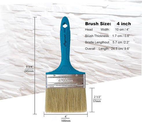 Stain Brush 4-inch Chip Brush Wide Flat Bristle Paint Brush for Painting Walls, Cabinets, House Touch-ups and dust Cleaning...