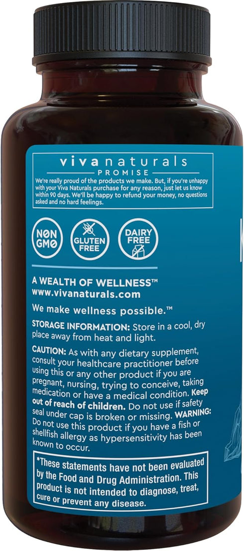 Viva Naturals Antarctic Krill Oil Omega 3 Fatty Acid Supplements 1250 mg, High EPA DHA & Astaxanthin Concentration for Brain, Joint Health & Antio...