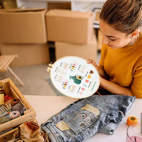 Embroidery Kit for Beginners Adults: 3 Embroidery Kit, Includes Stamped Patterns, Hoop, Needles and Color Threads, Full Range Accessories, Cross S...