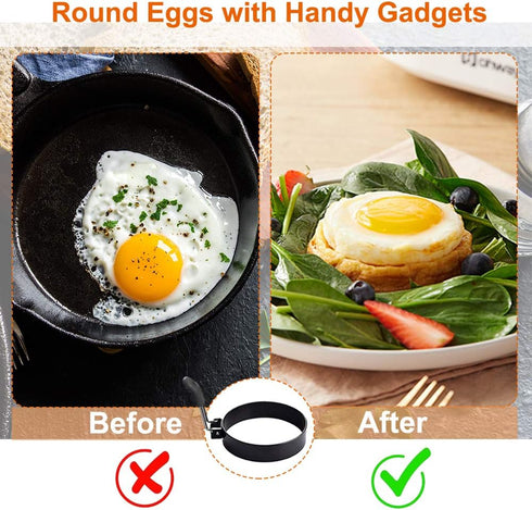 COTEY Large 3.5" Nonstick Egg Rings Set of 4, Round Crumpet Ring Mold Shaper for English Muffins Pancake Cooking Griddle - Portable Grill Accessor...