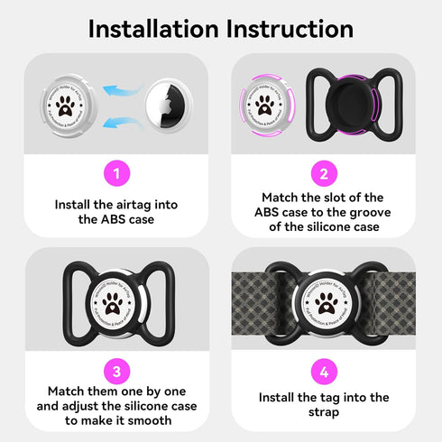 Airtag Dog Collar Holder, Durable & Lightweight Airtag Case, Slide-on Waterproof Protective Air Tag Holder for Dog Collar - for Dogs and Cats (Ros...