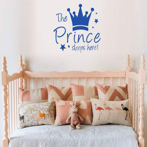 Maydahui 2 PCS Wall Sticker The Prince/Princess Sleep Here 12.6 Inch Little Crown Star Art Quotes Wall Decal Decor for Living Room Bedroom...