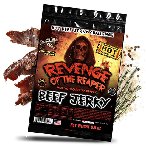 Revenge of Reaper Jurassic Jerky - HOTTEST Beef Jerky Hot Food Challenge! Made with the Carolina Reaper- the HOTTEST pepper on the planet! Can YOU...