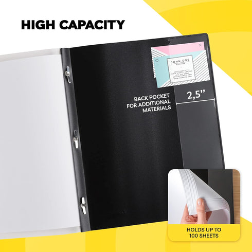 Report Covers - Report Covers with 3-Prong Fasteners Clear Front - Presentation Folders - (6 Set - Plastic - 8.5x11) - 3 Ring Report Folder - Clea...