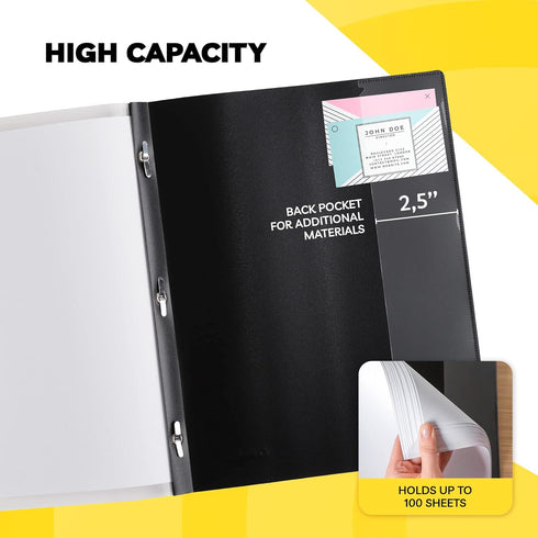 Report Covers - Report Covers with 3-Prong Fasteners Clear Front - Presentation Folders - Presentation Binder (10 Set, Plastic, 8.5x11") - Clear F...