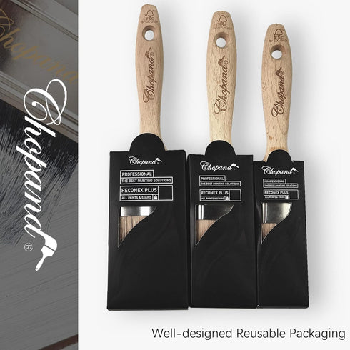 Paint Brushes Set 3 Pack (1.5", 2", 2.5") for Wall, Flat Furniture Painting Brush with Seamless Anti-rust Ferrule Stiff Bristles, for All Home Dec...