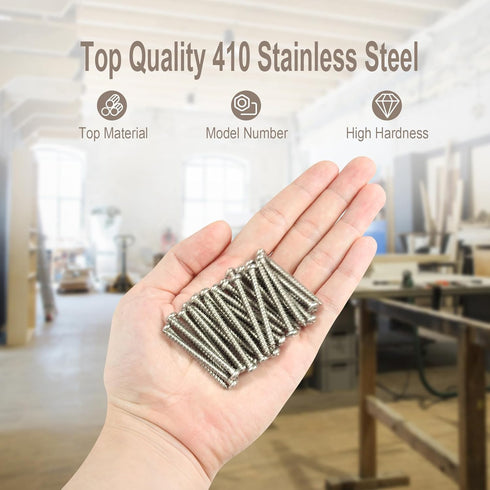 Wood Screws Assortment Fasteners Kit M4,60Pcs,410 Stainless Steel,Round Head, Philips Drive, Self Tapping,Assorted Drywall Screw,Give Away Driver ...