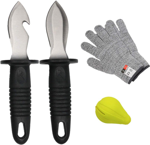 Oyster Shucking Knife, Oyster Knife, Oyster Shucker, Oyster Opener, Oyster Shucking Kit, 2 knifes and 1 Gloves Cut Resistant Gloves...