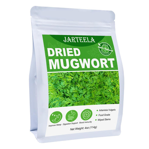 Jarteela - Premium Dried Mugwort Herbs - 4oz/114g - Natural Herbs Loose Leaf For Mugwort Tea - Non-GMO - Caffeine-free...
