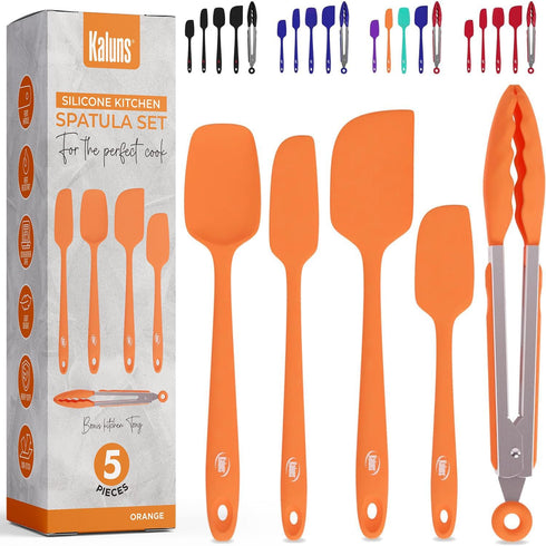 Kaluns Silicone Spatula Set, 4 Rubber Spatulas 600°F Heat Resistant, Nonstick Seamless Design with Stainless Steel Core, Dishwasher Safe, BPA free...