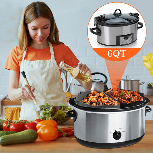 Slow Cooker Liners, Silicone Crock Pot Liners Oval, Reusable Crock Pot Divider for 6QT Crock, Leakproof, Dishwasher Safe BPA Free(Grey+Black)...