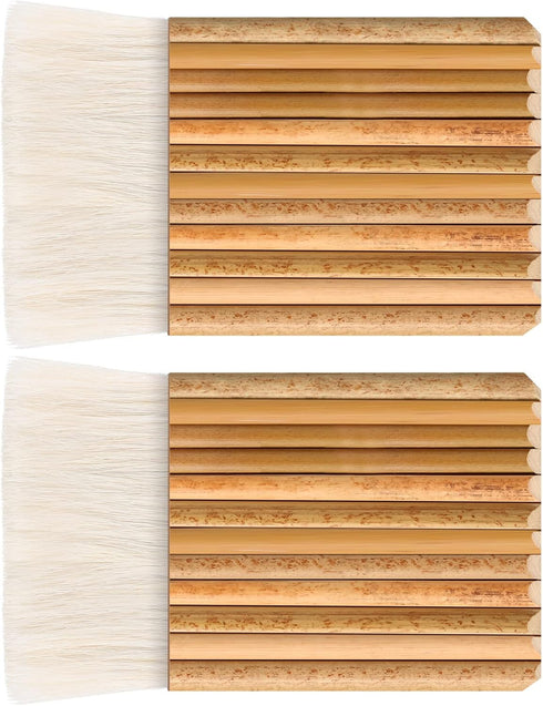 2 Pieces Hake Blender Brush Bamboo Brush for Ceramics Paint Brush Applicator Artist Drawing Brush Craft Painting Brushes for Watercolor, Wash, Cer...