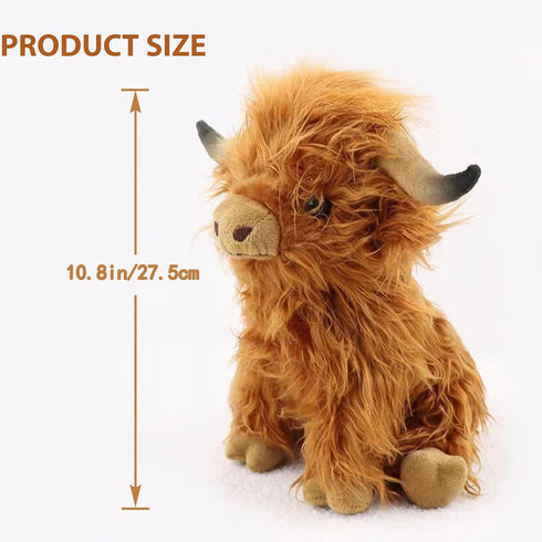 Highland Cows Stuffed Animal Realistic Scottish Cow Plush Toy Soft Farm Animal Cattle Plushie Doll Present for Adults Kids Boys Girls (Brown Cow, ...