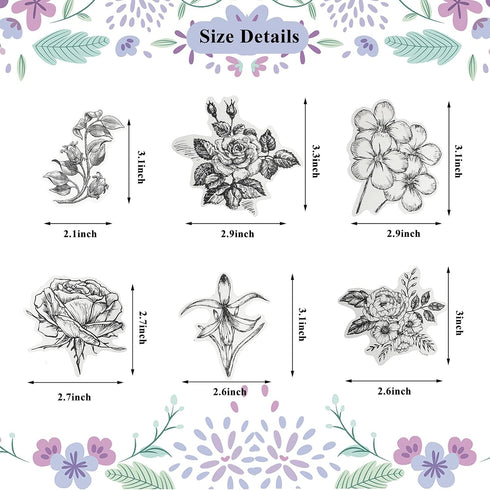 Geolet 300 Pieces Flower Plant Retro Transparent Flower Sticker Decal DIY Natural Scrapbooking Stickers for Laptop Ca Diary Album Journal Planners...