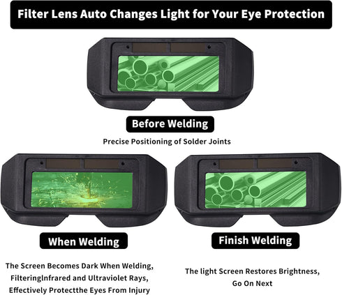 T TOVIA Welder Glasses LCD, Safety Protective, Solar Powered Auto Darkening Welding Goggles with Adjustable Shade, Sensors Welder Glasses for TIG ...